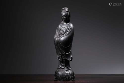 Republican Chinese Zitan Wood Carved Guanyin