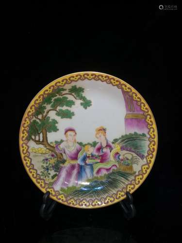 Chinese Enamel Glazed Porcelain Plate,Mark