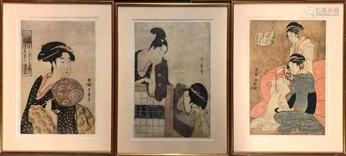 JAPON<br />
Suite de cinq sous-verres feuillets d'impression...