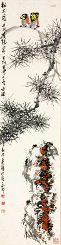 陈大羽(1912-2001)王个簃(1897-1988) 松石双栖