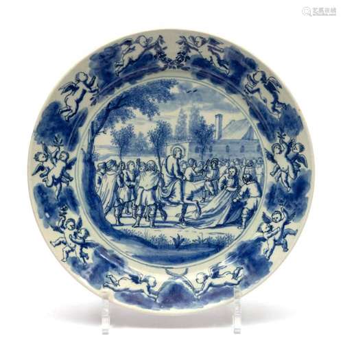 A Delft pottery tin glazed  de Roos  Biblical plate