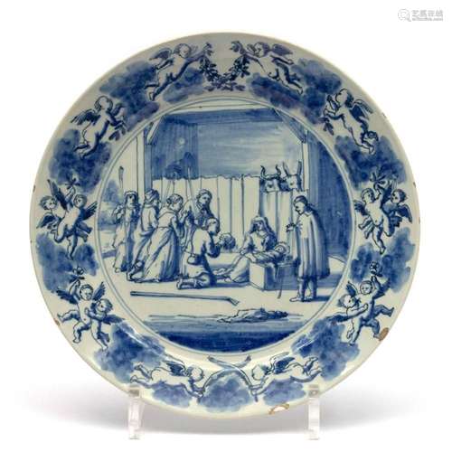 A Delft pottery tin glazed  de Roos  Biblical plate