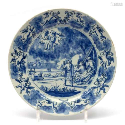 A Delft pottery tin glazed  de Roos  Biblical plate