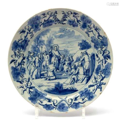 A Delft pottery tin glazed  de Roos  Biblical plate