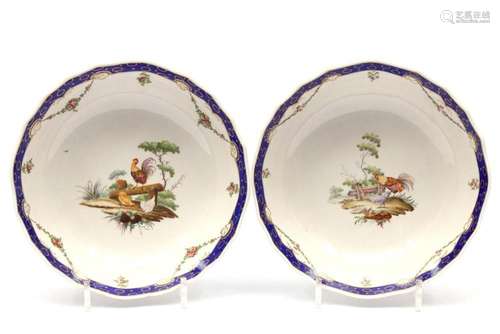 Two The Hague decorated Tournai porcelain round open serving...