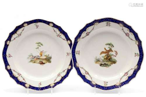 Two The Hague decorated Tournai porcelain chargers (round pl...