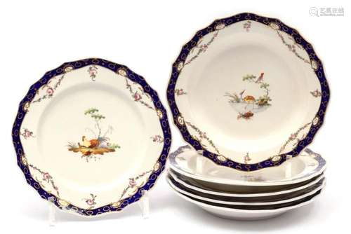 Six small The Hague decorated Tournai porcelain plates