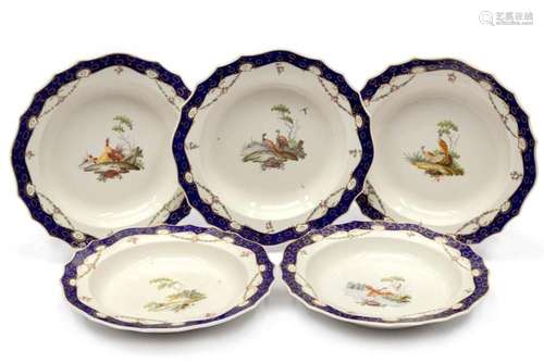 Five The Hague decorated Tournai porcelain ragout plates