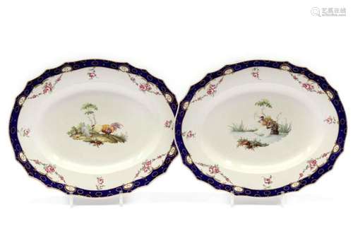 Two The Hague decorated Tournai porcelain oval platters