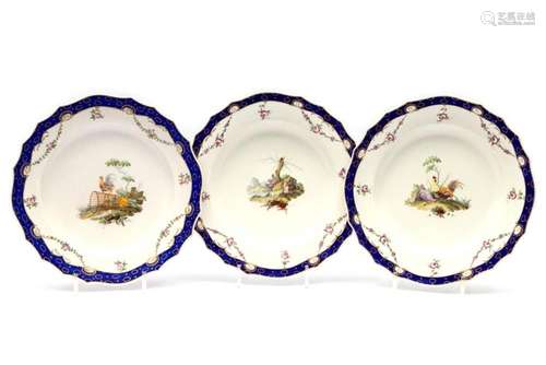 Three The Hague decorated Tournai porcelain large plates