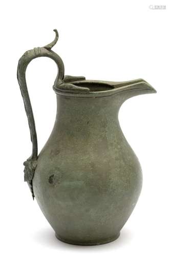 A Roman bronze spouted oinochoe