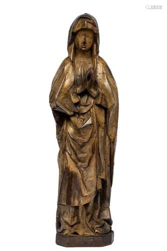 A French late Gothic polychrome carved walnut figure of Sain...