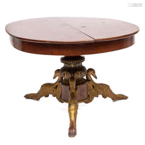 A Dutch parcel-gilt and green painted mahogany center table