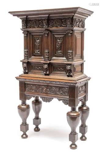 A Dutch oak cabinet on stand,  tafelkast