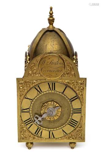 A George III brass alarm lantern clock