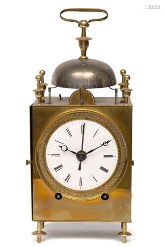 A French brass striking Capucine clock with alarm