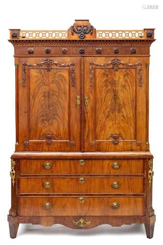 A Dutch ormolu-mounted mahogany cabinet