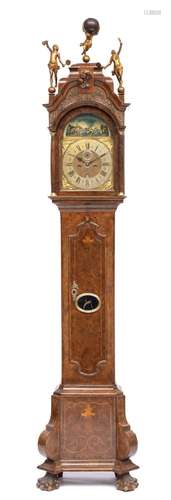 A Dutch burr-walnut longcase clock