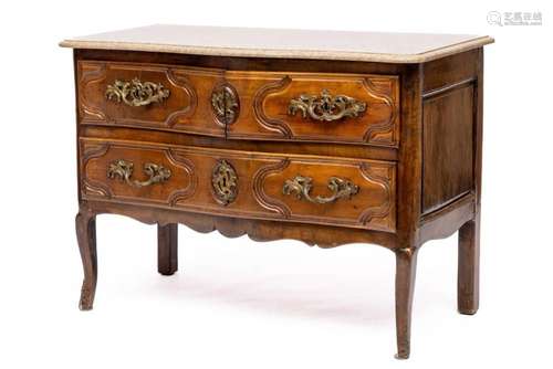 A French provincial brass-mounted walnut commode