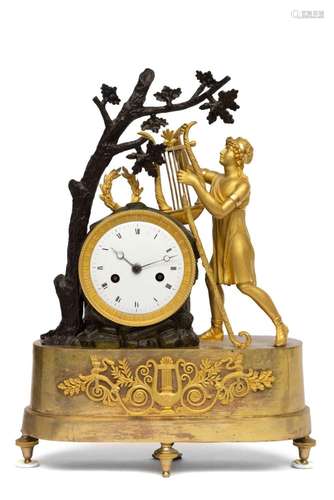 An Empire ormolu and patinated bronze mantle clock