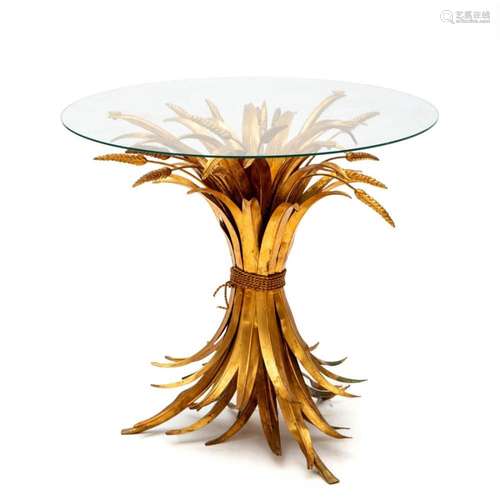 A Coco Chanel-style gilt-metal  wheatsheaf  side table