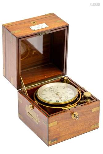 A Victorian brass-mounted mahogany marine chronometer