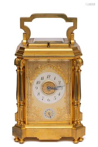 A French Neo-Gothic ormolu carriage clock