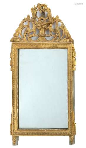 A Louis XVI carved giltwood and grey-painted mirror