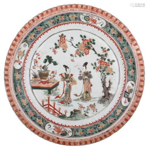 A Chinese famille verte 'Long Elisa' plate, Kangxi period, ¯...