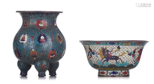 A rare collection of Chinese Ming style cloisonnÈ ware, one ...