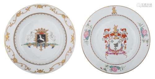 Two Chinese famille rose armorial dishes for the European ma...