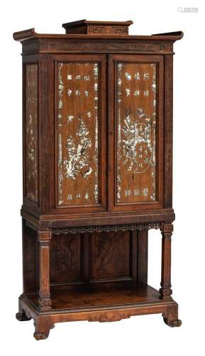A chinoisserie cabinet with original Chinese mother-of-pearl...