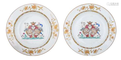 Two Chinese famille rose armorial dishes for the European ma...