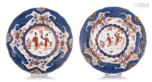 Two Chinese Imari 'Long Elisa' deep plates, 18thC, ¯ 24,5 cm