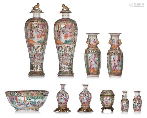 A collection of Chinese Canton famille rose ware, tallest H ...