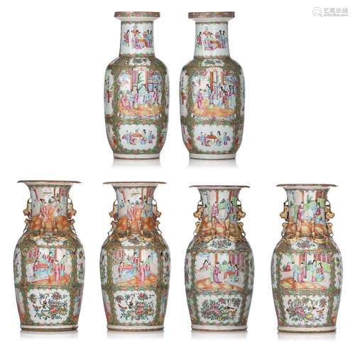 A collection of Chinese Canton famille rose vases, H 45 - 45...