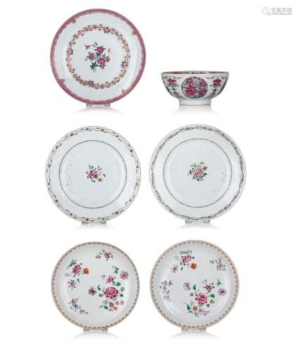 A collection of Chinese famille rose export porcelain ware, ...