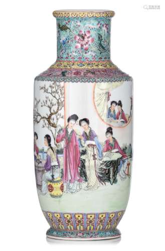 A Chinese Republic period famille rose vase, with a Qianlong...