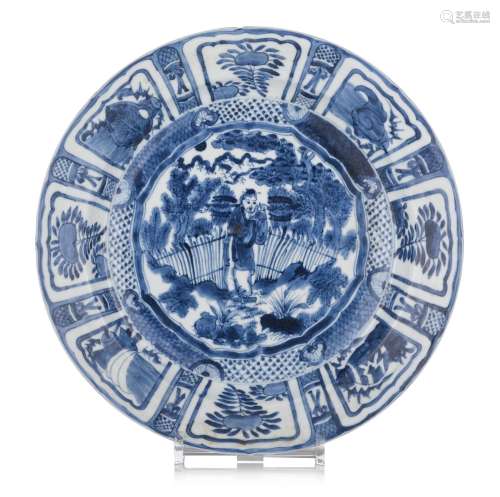 A Chinese blue and white 'Woodcutter' Kraak plate, Wanli per...