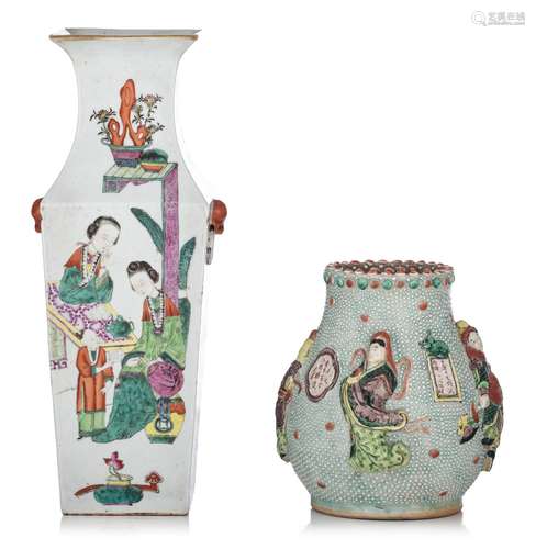 A Chinese Nanking famille rose 'Wu Shuang Pu' Hu vase and a ...