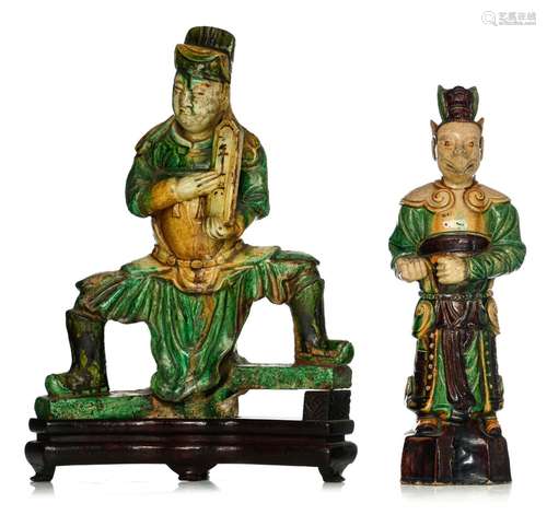 A collection of sancai-glazed pottery and stoneware figures,...