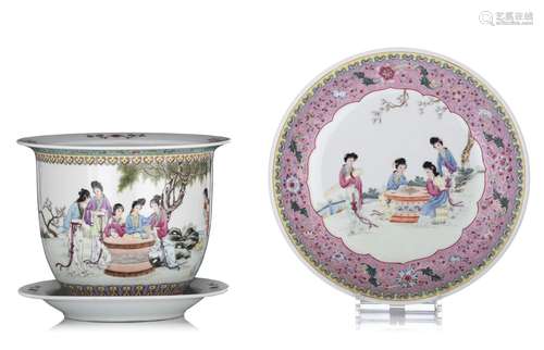 A Chinese Republic period famille rose jardiniËre and a ditt...