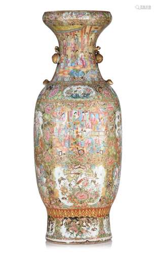 An imposing Chinese Canton famille rose vase, paired with pe...