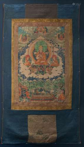 A Sino-Tibetan 'Tsongkhapa' Thangka, 19thC, 66 x 115 cm