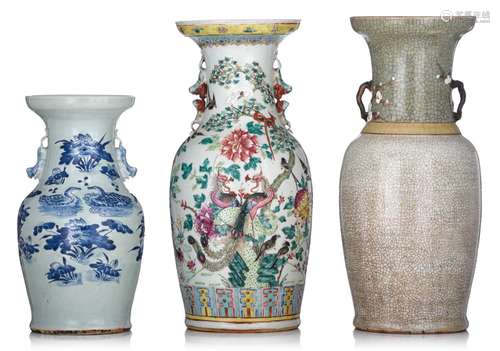 A collection of various Chinese vases, 19thC, tallest H 46 c...