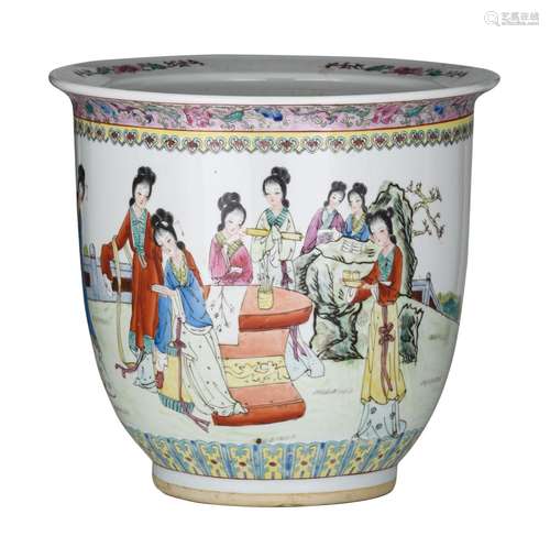 A Chinese famille rose cachepot, 20thC, ¯ 38 - H 35,5 cm