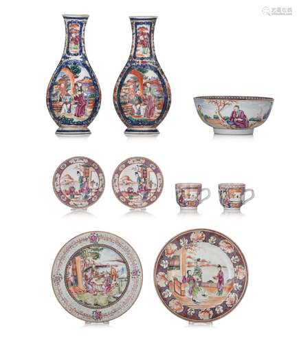 A collection of Chinese 'Mandarin pattern' export porcelain ...