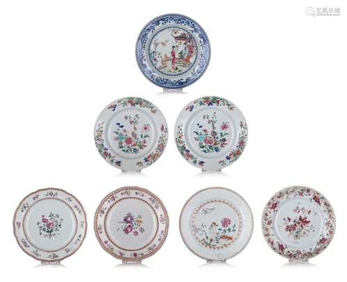 A collection of Chinese famille rose floral decorated dishes...