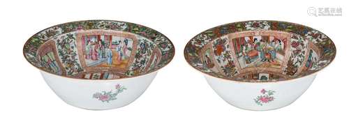 Two Chinese Canton famille rose washing basins, largest ¯ 40...