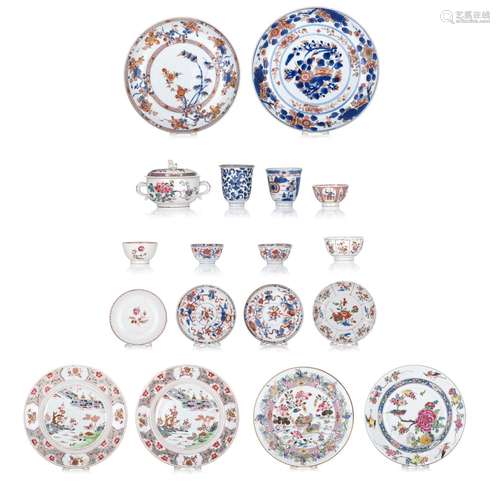 A collection of Chinese famille rose and Imari export porcel...